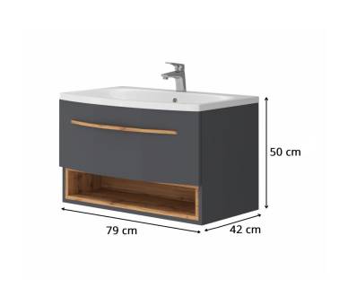 Тумба в ванную подвесная Juventa Stellantis-80 антрацит