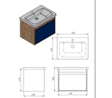 Тумба у ванну підвісна Juventa Malta Mlt-65 дуб вотан