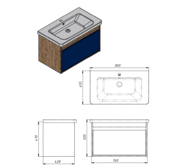Тумба у ванну підвісна Juventa Malta Mlt-80 дуб вотан
