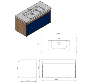 Тумба в ванную подвесная Juventa Malta Mlt-100 дуб вотан
