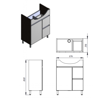 Тумба в ванную напольная Juventa Monika M3-65 белая