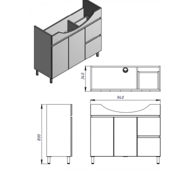 Тумба у ванну підлогова Juventa Monika M4-95 біла
