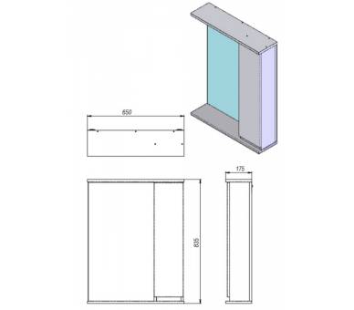 Зеркало со шкафом Juventa Monika MMC2-65 правое белое