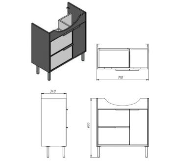 Тумба в ванную напольная Juventa Sofia Sf-75 серая