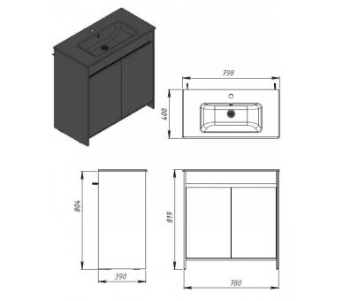 Тумба у ванну підлогова Juventa Lemgo Lm-80 біла