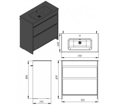Тумба у ванну підлогова Juventa Detmold Dt-80 біла