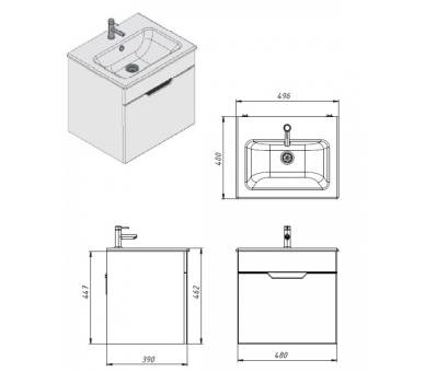 Тумба у ванну підвісна Juventa Stefania St1-50 біла