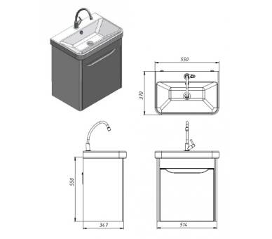 Тумба у ванну підвісна Juventa Livorno Lvr-55 біла