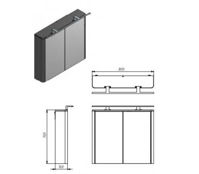 Зеркальный шкаф Juventa Livorno LvrMC-80 структурный серый