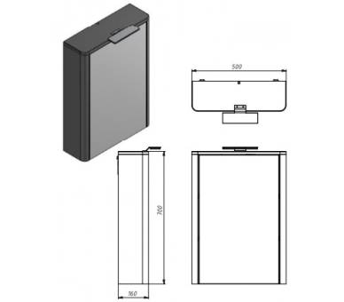 Дзеркальна шафа Juventa Livorno LvrMC-50 структурний камінь