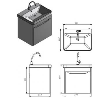 Тумба у ванну підвісна Juventa Livorno Lvr-60 структурний білий