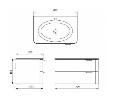 Тумба в ванную подвесная Botticelli Velluto Vlt-80 синяя