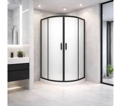 Душевая кабина SUNWAYS BlackBlur с черным профилем 90 см.