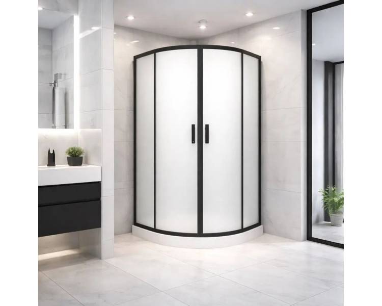 Душевая кабина SUNWAYS BlackBlur с черным профилем 90 см.