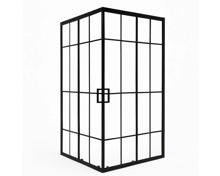 Черная квадратная душевая кабина Sunways Grid 90 без поддона