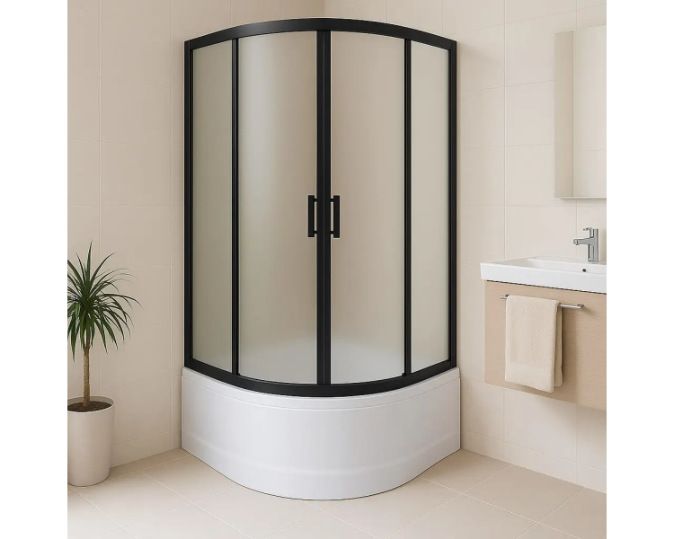 Черная душевая кабина SUNWAYS DB-11 глубокий поддон 90
