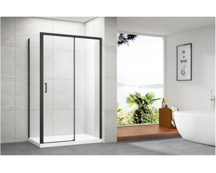 Черная прямоугольная кабина Sunways Vision 120x80 см