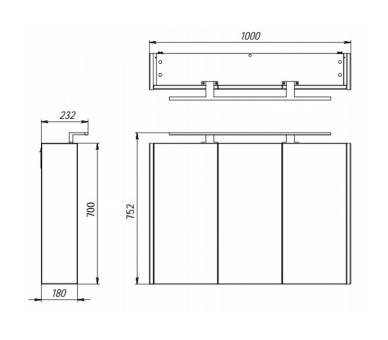 Дзеркальна шафа Botticelli Vanessa VnMС-100 чорний