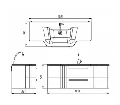 Тумба в ванную подвесная Botticelli Levanto Lv-128 серая
