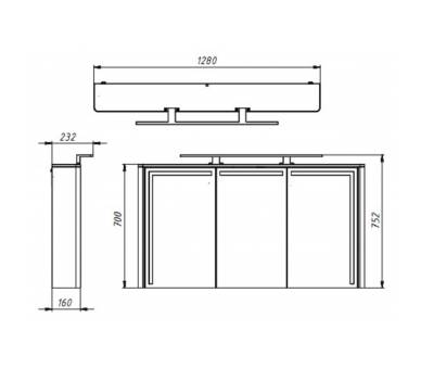 Зеркальный шкаф Botticelli Levanto LvM-128 черный
