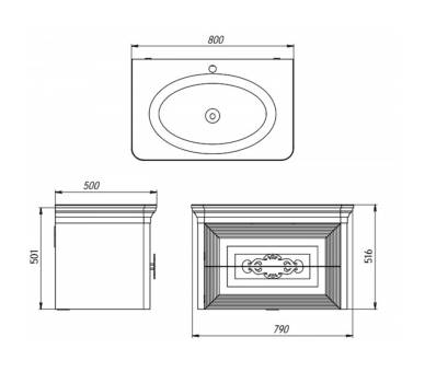 Тумба у ванну підвісна Botticelli Treviso T-80 біла