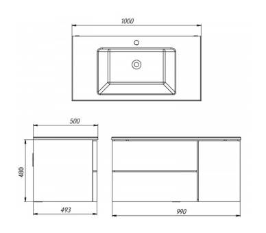 Тумба у ванну підвісна Botticelli Rimini Rm-100 дуб графіт