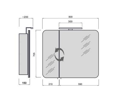 Зеркальный шкаф MDD Сорренто Black ЗШ-80 с подсветкой