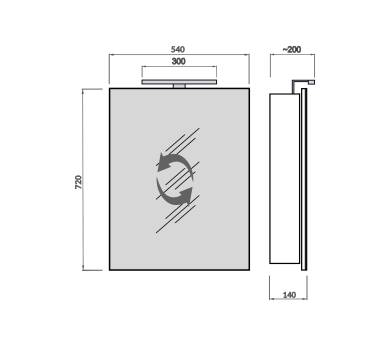 Дзеркальна шафа MDD Руна Black 54 з підсвіткою