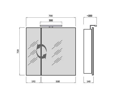 Дзеркальна шафа MDD Руна Black 70 з підсвіткою