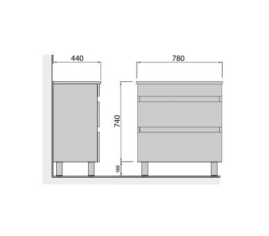 Тумба в ванную напольная MDD MoonShine 80 со столешницей