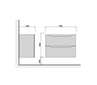 Тумба у ванну підвісна MDD Malaga 80-A зі стільницею