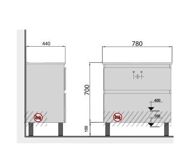 Тумба у ванну універсальна MDD Палермо 80-U зі стільницею