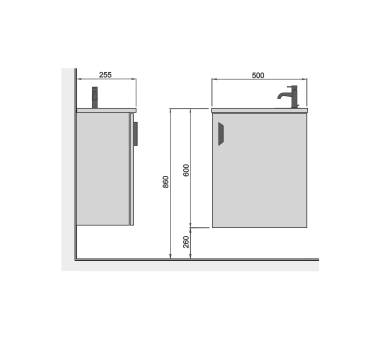 Тумба у ванну підвісна MDD Little 50-А з умивальником Piccolo 50