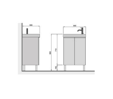 Тумба в ванную универсальная MDD Perl 55-U с умывальником Dana 55
