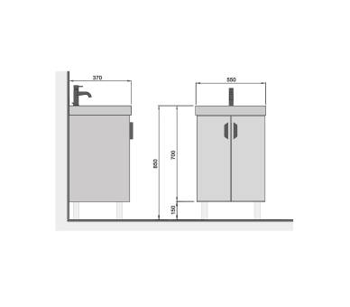 Тумба у ванну універсальна MDD Idea 55-U з умивальником River 55