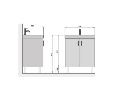 Тумба у ванну універсальна MDD Idea 70-U з умивальником River 70