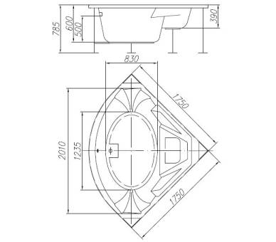 Акрилова ванна Турандот 175х175