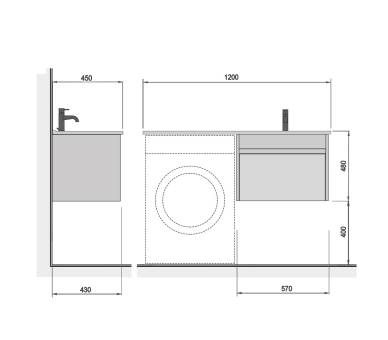 Тумба в ванную подвесная MDD Prime 60-А с умывальником Adam 120 R