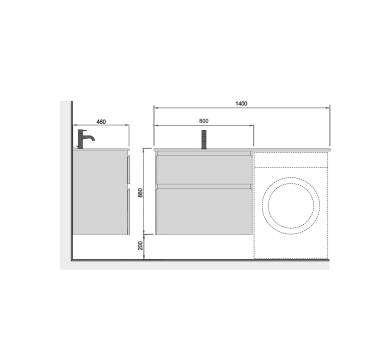 Тумба у ванну універсальна MDD Fluffy 80-U з умивальником Adam 140 L