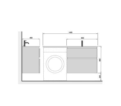 Тумба у ванну універсальна MDD Fluffy 80-U з умивальником Adam 120 R