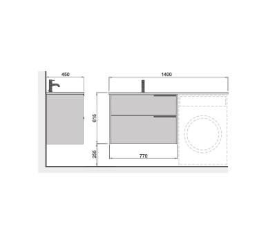 Тумба в ванную подвесная MDD Cubic 80-A с умывальником Adam 140 L