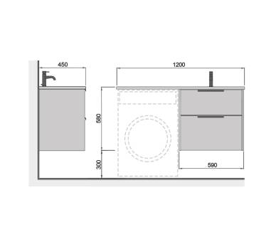 Тумба у ванну підвісна MDD Line Craft 60 з умивальником Adam 120 L