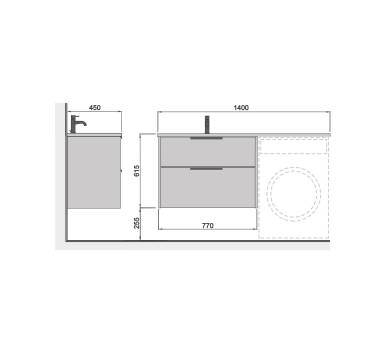 Тумба у ванну підвісна MDD Line Craft 80 з умивальником Adam 140 L