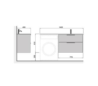 Тумба в ванную подвесная MDD Line Craft 80 с умывальником Adam 140 R