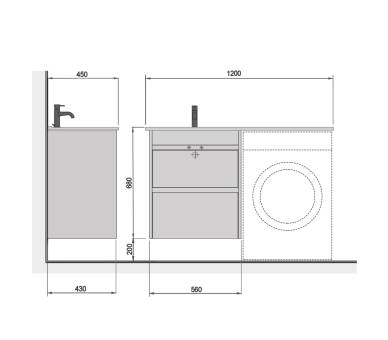 Тумба в ванную универсальная MDD Polo Loft 60-U с умывальником Adam 120 L