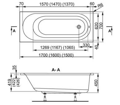 Ванна акрилова VagnerPlast Kasandra 170x70
