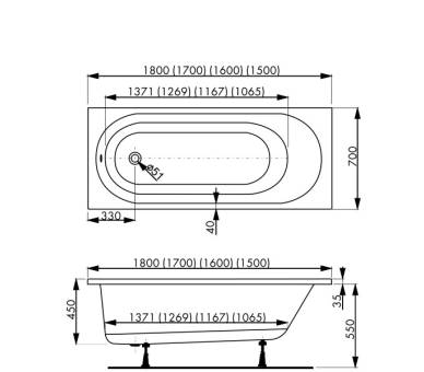 Ванна акрилова VagnerPlast Kasandra 180x70