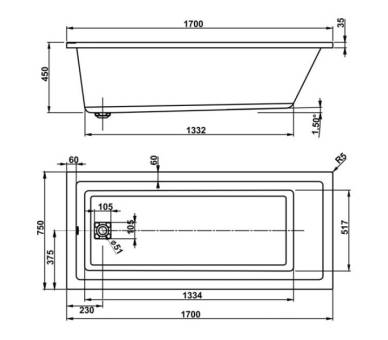 Ванна акрилова VagnerPlast Cavallo 170x75
