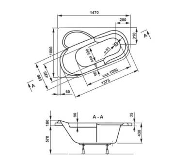 Ванна акрилова VagnerPlast Selena 147x100 L/R