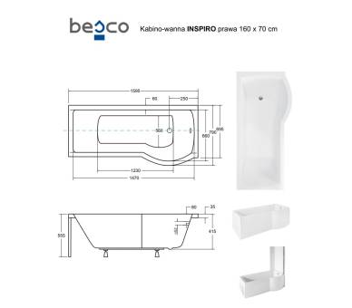 Акриловая ванна Besco INSPIRO 160Х70 см.